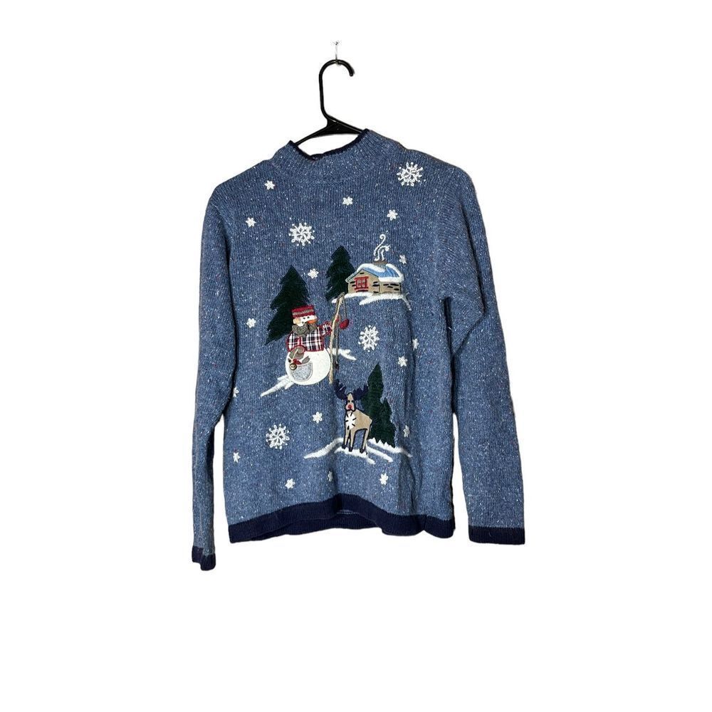 Vintage Victoria Jones Petite Ugly Christmas Sweater Embroidered Size Medium Pet
